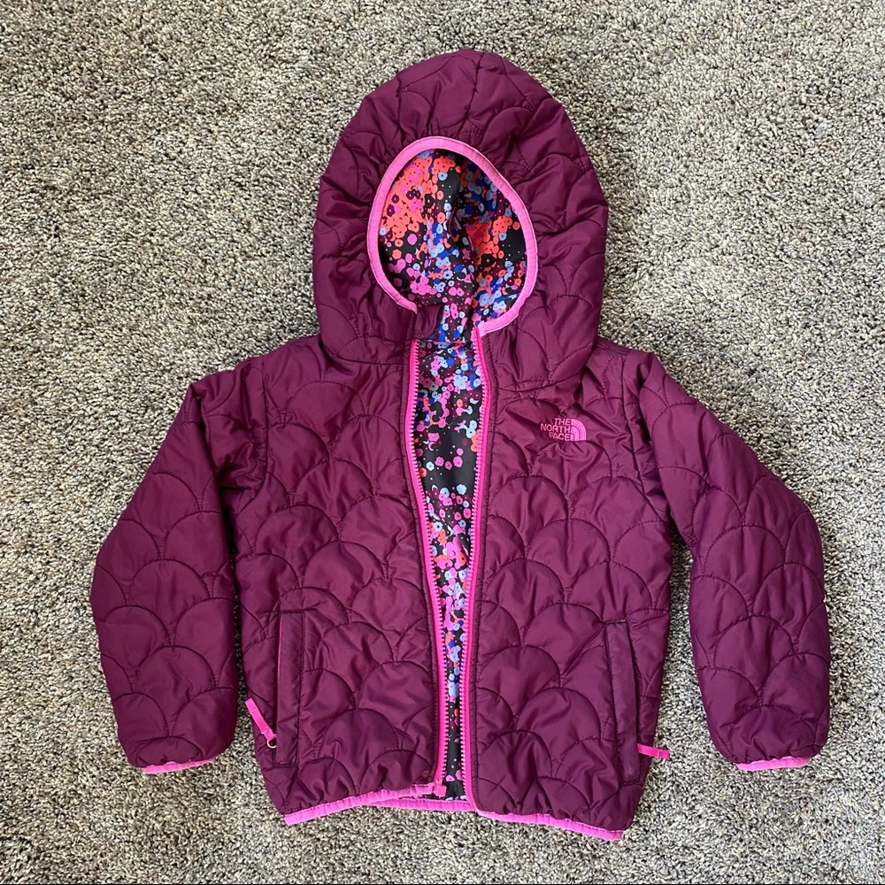 Girls The North Face Reversible Jacket Purple Size 4T